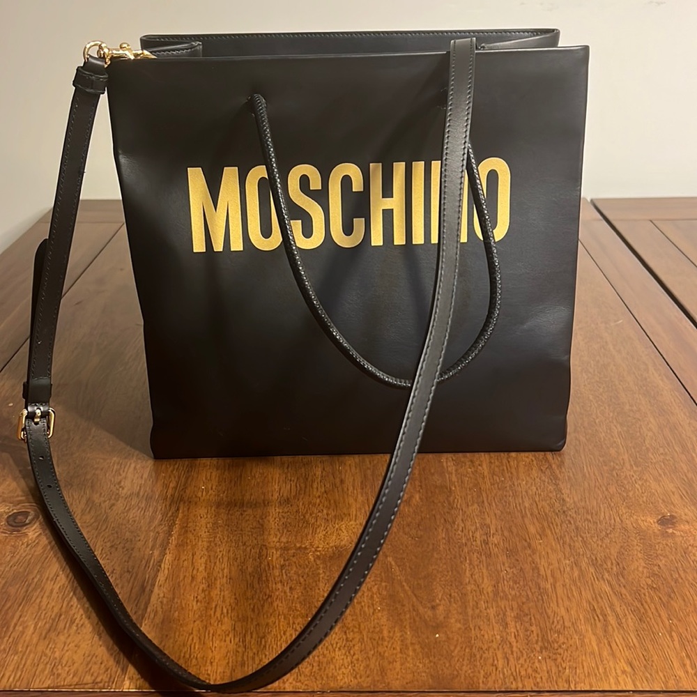 Moschino Logo Print Tote Bag Black